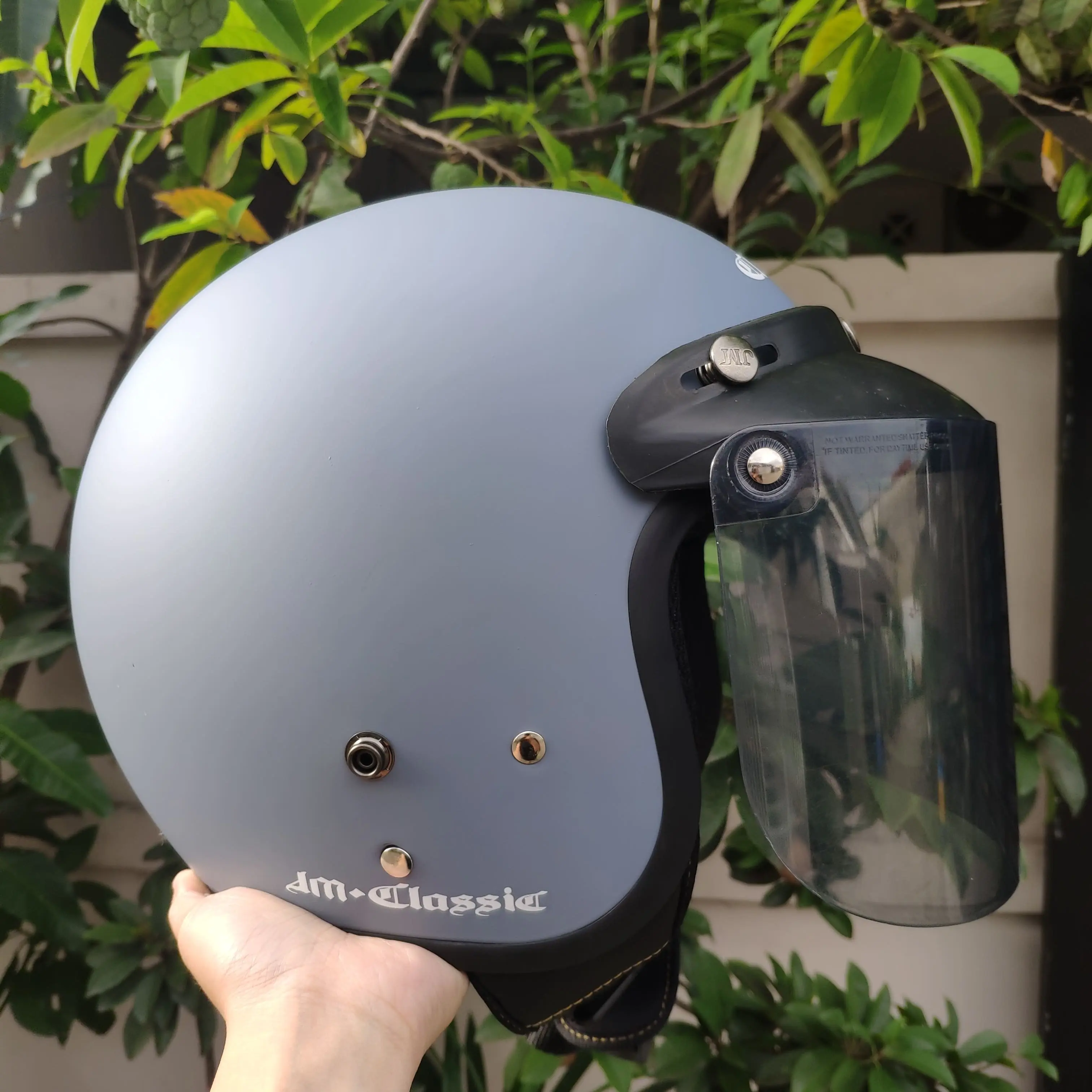 HELM BOGO RETRO DEWASA WANITA PRIA GREY PASTEL DOFF CLASSIC SNI Motorcycle