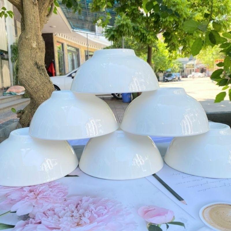 Combo 10 Bát tô trắng sứ hoa văn 7 inch, bát ô tô, bát tô- Bát Tô Trắng 7inch 18cm  Dày Dặn, Tô bún,Phở
