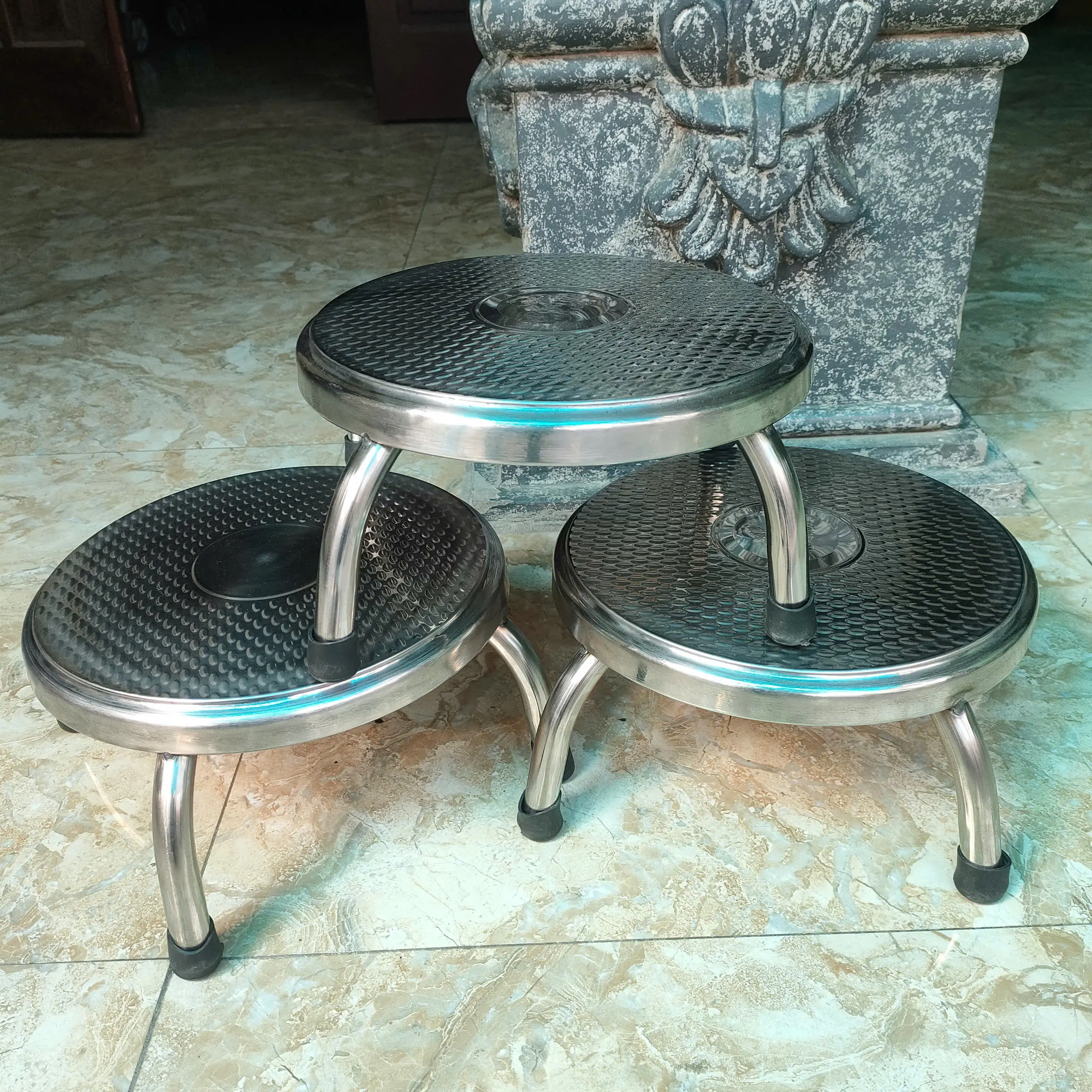 Combo 3 ghế lùn Inox - Chất Liệu Inox siêu bền Không han rỉ
