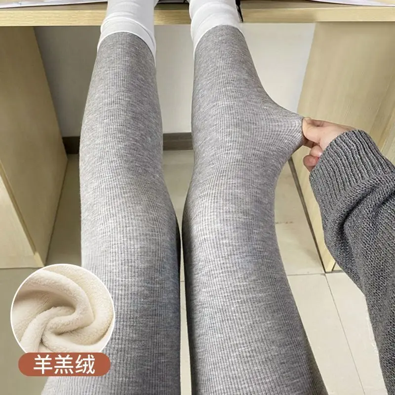 Quần Legging Cashmere, Dành Cho Nữ, Mùa Thu Và Mùa Đông, Lót Lông Cừu, Dày, Cạp Cao, Mỏng Vừa Vặn, Màu Đen, Quần Mỏng, Tất Cả Trong Một, Quần Cotton Giữ Nhiệt, Thích Hợp Mặc Ngoài Trời, 2024