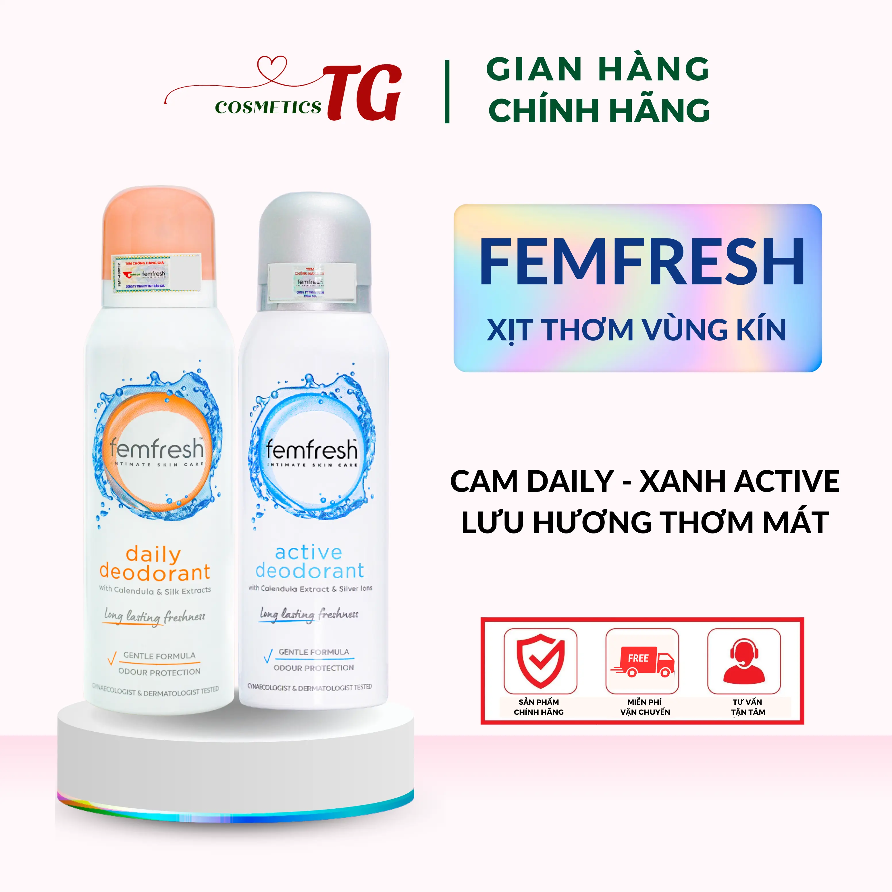 Xịt Thơm Mát Vùng Kín Femfresh 125ml - Làm Sạch Thơm Mát Cả Ngày Dài Nữ