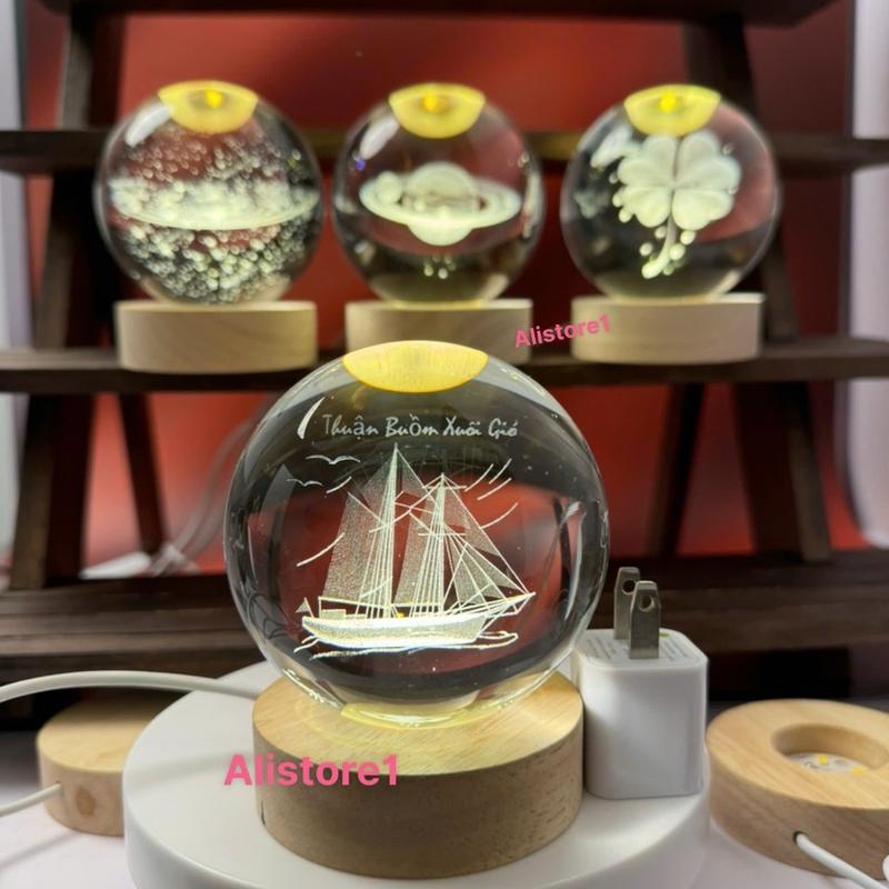 Quả cầu pha lê thuỷ tinh 3d, đèn ngủ quả cầu pha lê 3D phát sáng, quả cầu phát sáng, quả cầu trang trí, mẹ quan âm, phật di lặc, chúa giesu, đức mẹ, adida, thuận buồm xuôi gió, mã đáo thành công, hoa sen, cỏ 4 lá