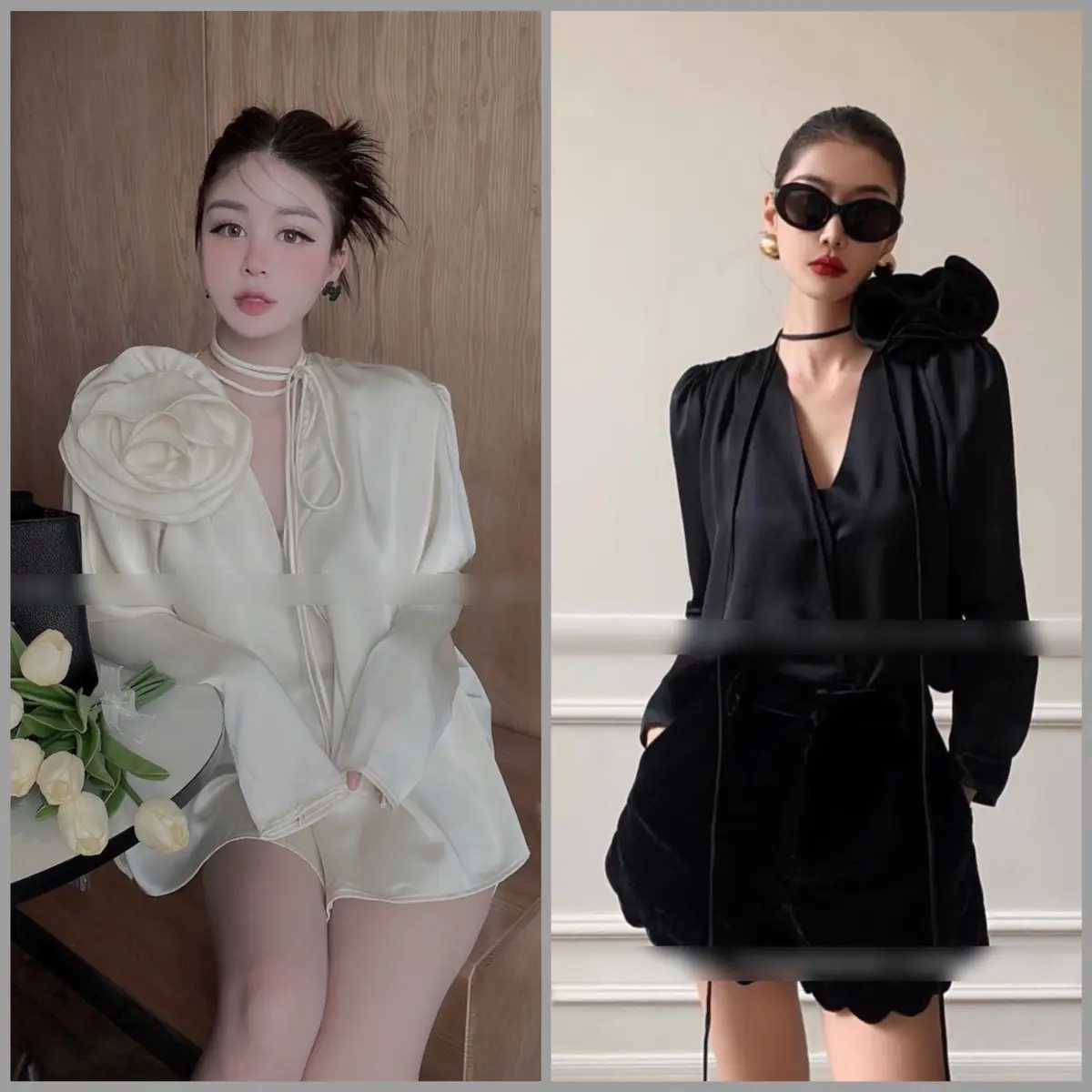 Áo Lụa Cài Hoa Sang Chảnh New Hot Hit - QCCC L1
