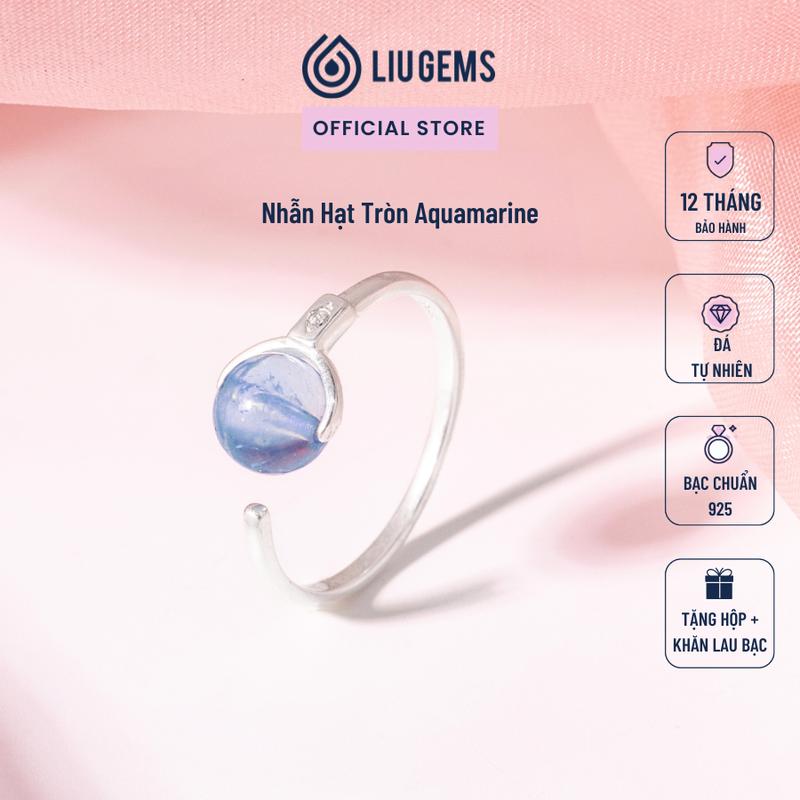 Nhẫn Bạc 925 Đai Hở Mix Hạt Đá Tròn Tự Nhiên Phong Thủy Liugems Tinh Tế Thanh Lịch NB01 Mua một tặng một hộp đựng trang sức + một khăn lau bạc miễn phí