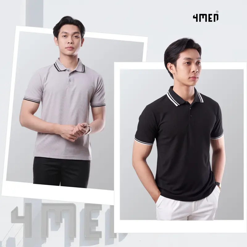 Áo Polo Nam Ngắn Tay 4MEN Bo Sọc Form Regular PO136 chất thun tổ ong, basic, thanh lịch, thoáng mát Menswear Shirt 1