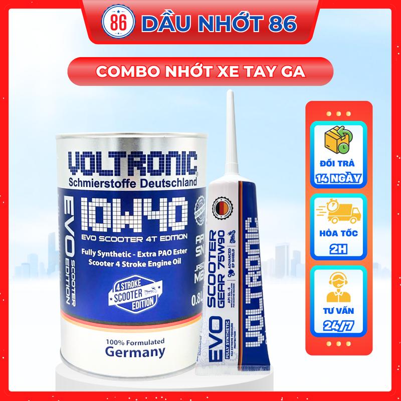  Combo Dầu Nhớt Tổng hợp Xe Tay Ga Voltronic Evo Scooter 10w40 800ml 