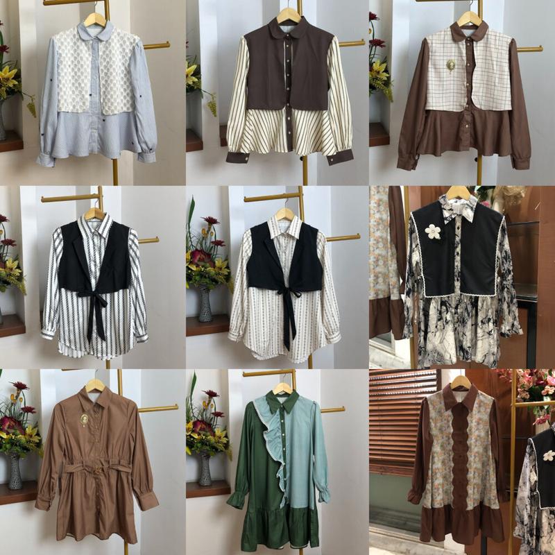 CHICMORE Atasan kemeja motif elegant lengan panjang gaya kasual - Shop ...