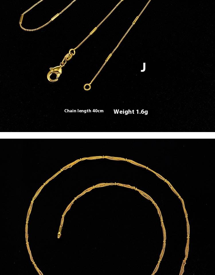 Product Introduction of Gold-plated necklace for women, simple plain chain, snake bone chain, box pearl, European and American pendant, single chain miduoduo 13