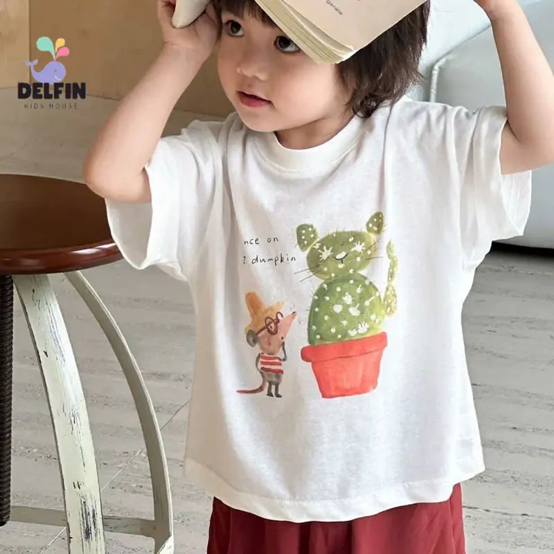 Áo thun bé gái, bé trai thun giấy Delfinkids, ngắn tay, cotton giấy siêu mát, size 10-30kg 0