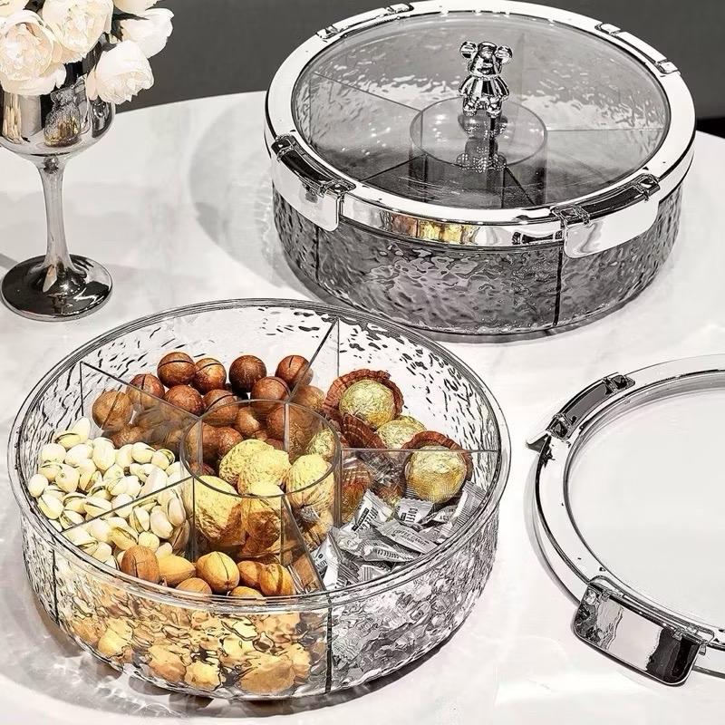  Khay đựng mứt tết bánh kẹo đa năng Hộp đựng ô mai trong suốt chia 6 ngăn Acrylic có nắp kín 