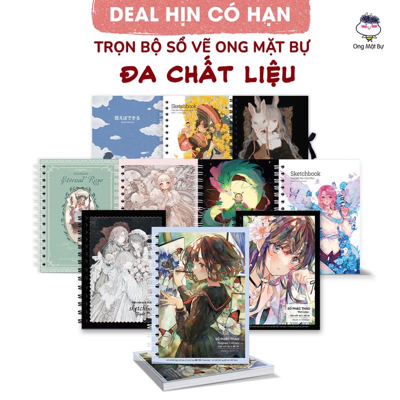 Sổ Vẽ Đa Chất Liệu Ong Mặt Bự - Sketchbook Không Kèm Tài Liệu Vẽ - Lỗi 1 Đổi 1