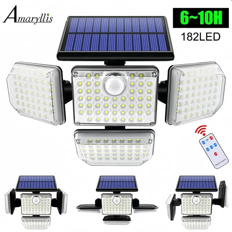 Solar Powered Outdoor Lights, Waterproof Wall Mounted LED Light, Exterior Wall Lamp for Garden Patio Yard Garage Decoration 0