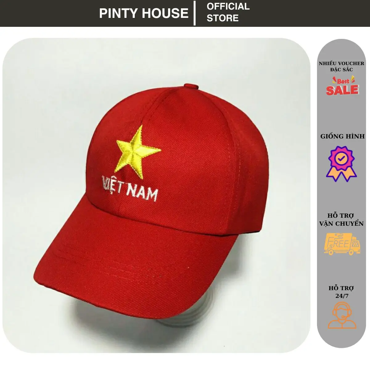 Mũ lưỡi trai thêu cờ đỏ sao vàng việt nam, Nón kết form chuẩn nam nữ đôi chuyên buôn Nón Hat Pin Voi