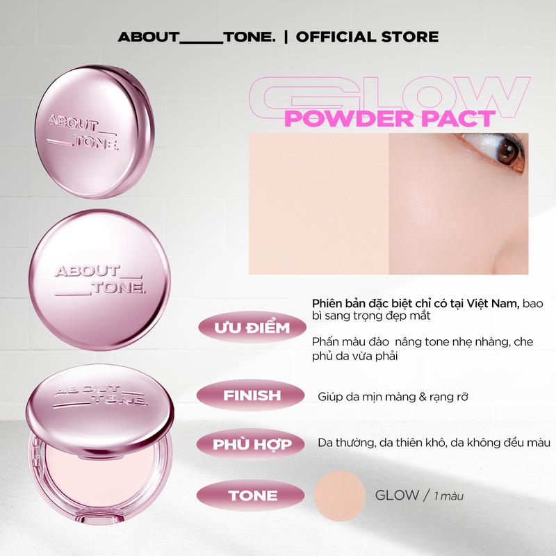 [PINK Phiên Bản Đặc Biệt] Phấn Phủ About Tone Kiềm Dầu Và Ráo Nền Thuần Chay Tone Đào Glow Powder Pact 8gram Mỹ Phẩm Trang Điểm Cosmetic