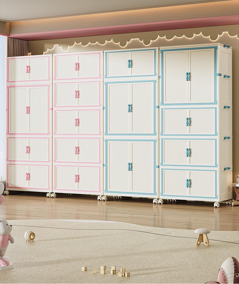 Product Introduction of Household Wardrobe Installation-Free Clothing Storage Cabinets Open Door Foldable Transparent Storage Box Multi-Layer Plastic Locker Organiser 7