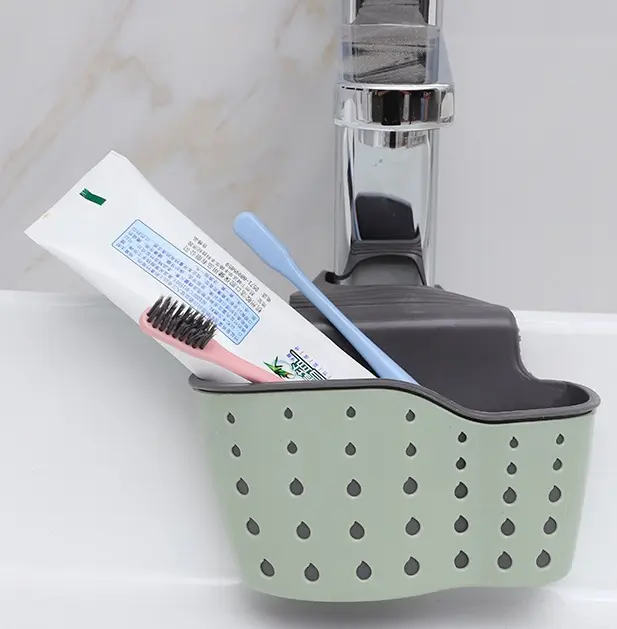 Giỏ dựng giẻ lưới 2 lớp rửa bát loại dày treo vòi nước bồn rửa Living C, chất liệu silicon rổ 6