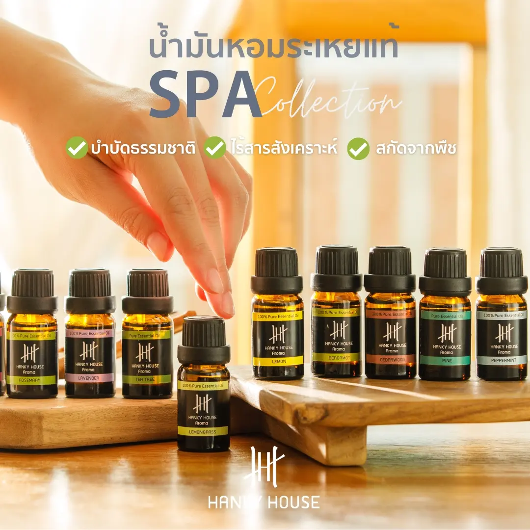 Hanky House น้ำมันหอมระเหย สกัดธรรมชาติ 10มล Aroma Pure Essential Oil น้ำมันหอม น้ำหอมอโรม่า น้ำมัน อโรม่า ARO_EO10