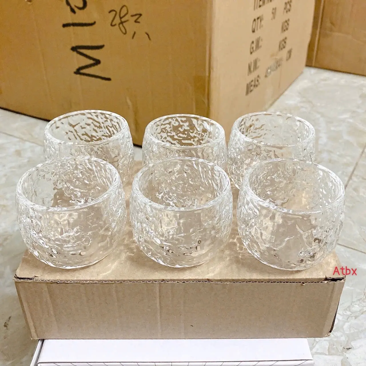 Sét 6 ly  uống trà thuỷ tinh sang trọng