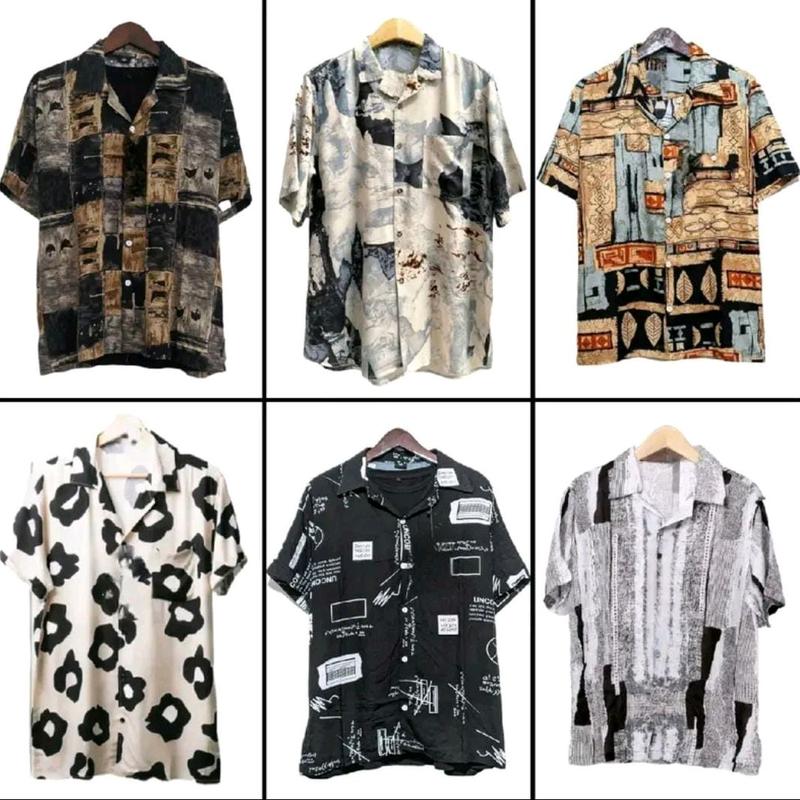 Kemeja Vintage Pria Baju Hawai Rayon Motif Kekinian Distro 2