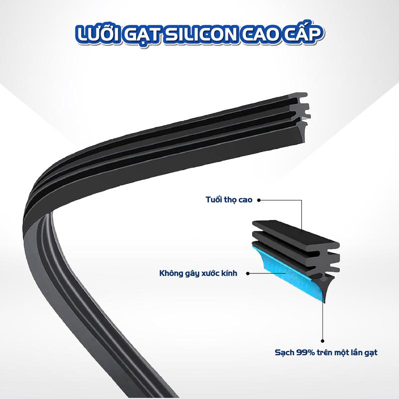[ Gạt Mưa Innova ] Bộ Gạt Mưa Carall, Lưỡi Gạt Silicon, Thân Mềm Cao Su, Móc U Dùng Cho Dòng Xe Toyota Innova - Gạt Sạch, Êm Ái, Bền Bỉ - Fukio Bảo Hành 1 Đổi 1 8