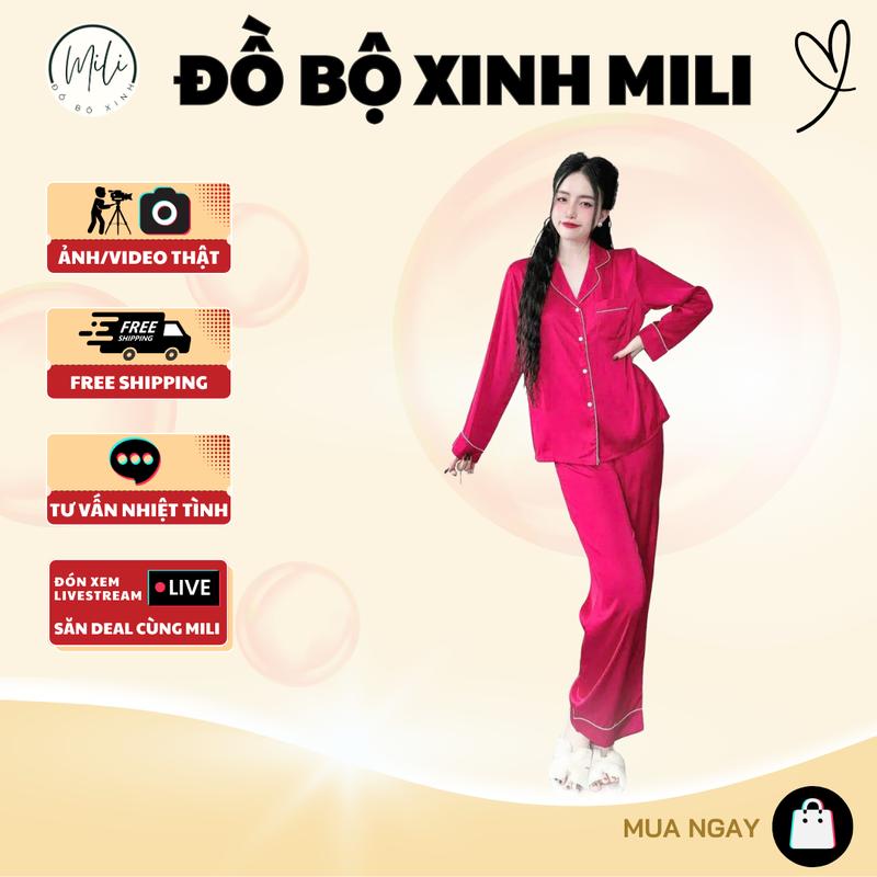 ĐỒ BỘ PIJAMA, Tay Dài Trơn, ĐỒ MẶC NHÀ, ĐỒ NGỦ NỮ. Đồ Bộ Trơn, Viền Màu, Có Túi Áo. QUẦN DÀI CÓ TÚI. VẢI LỤA LATIN CAO CẤP, MÀU TRƠN. Women Voi Kem do bolatin Nho 1