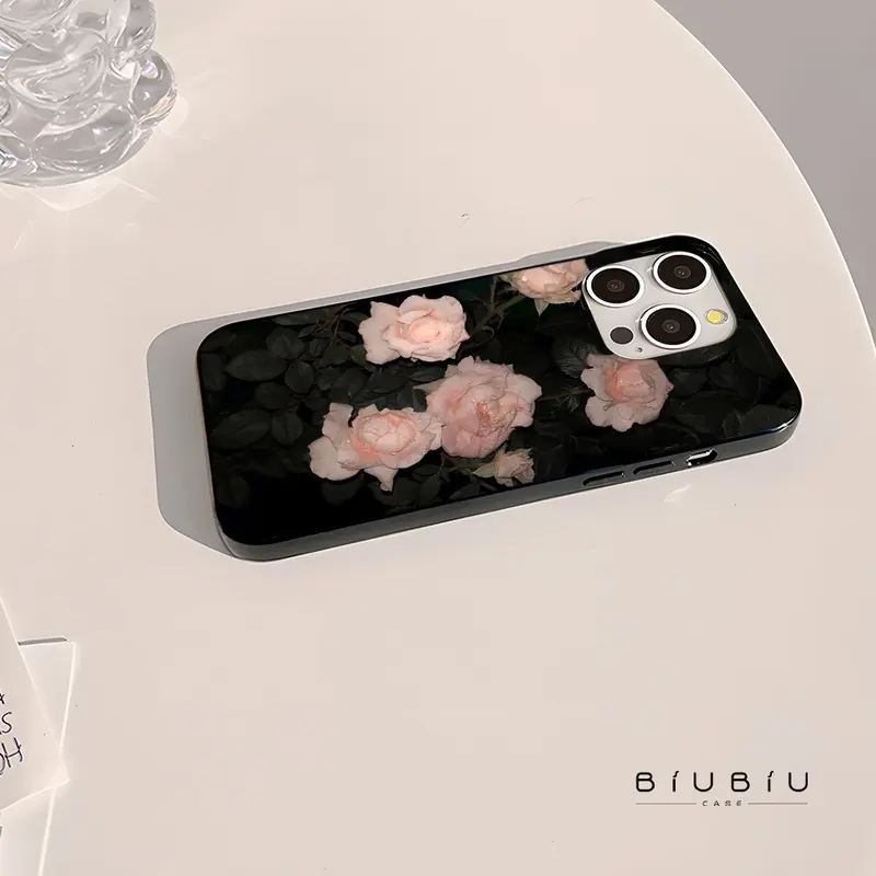BIU BIU CASE Jelly Casing iPhone 7 8 6 6S Plus 11 13 12 14 15 Pro MAX XR XS MAX 7Plus 8Plus Dark Rose Impact Resistant Silicone phone  case 8