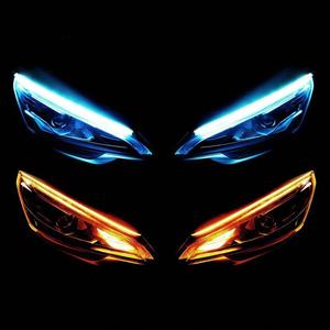 Luz Decorativa LED para Faro de Auto, Luz de Señal de Giro en Forma de Streamer de Doble Color, Luz Decorativa Exterior para Auto, Accesorios Universales para Autos