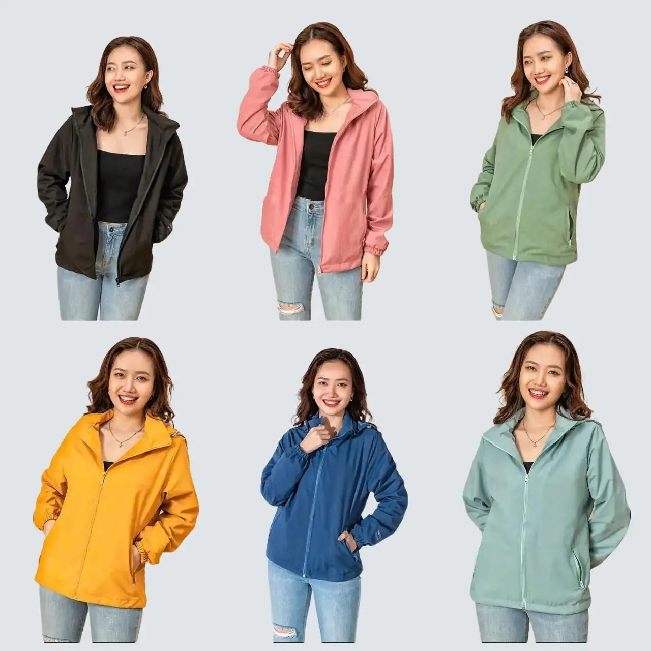 Áo khoác Gió Nữ 2 lớp Cao Cấp Áo Gió Nữ 2 Lớp Chống Nước có lót nỉ lót lưới có Khóa Túi, Nón Tháo rời Women Top