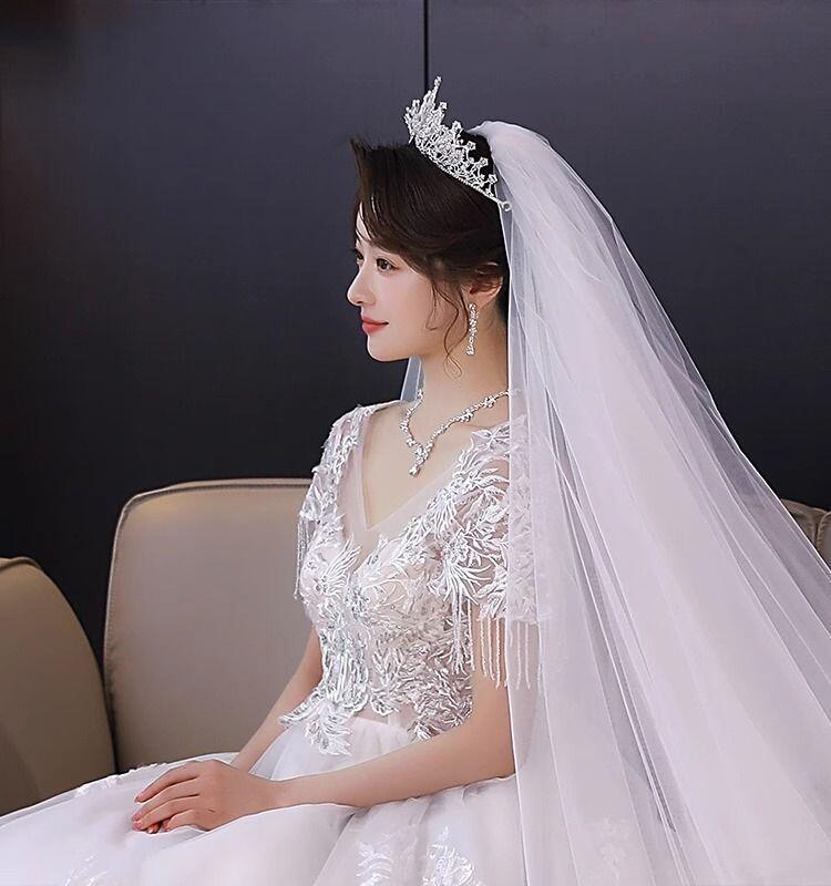 Product Introduction of Bride, Wedding Dress, Marriage Certificate Registration, Small Headdress, French Simple Proposal, Photography Props black  veil  bride lace pakai  gandik  pengantin headdress 3