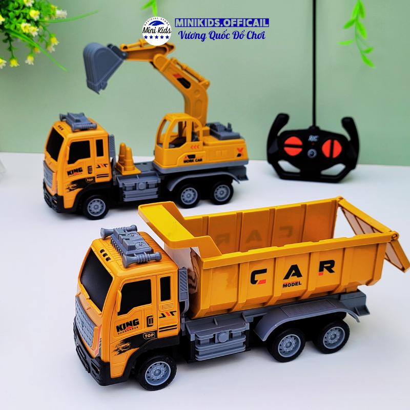 Đồ chơi Xe ben chở đất điều khiển 4 chiều chạy pin thường tỷ lệ 1:16 dành cho bé yêu thích xe công trình ( tặng kèm pin) - MiniKids Toy
