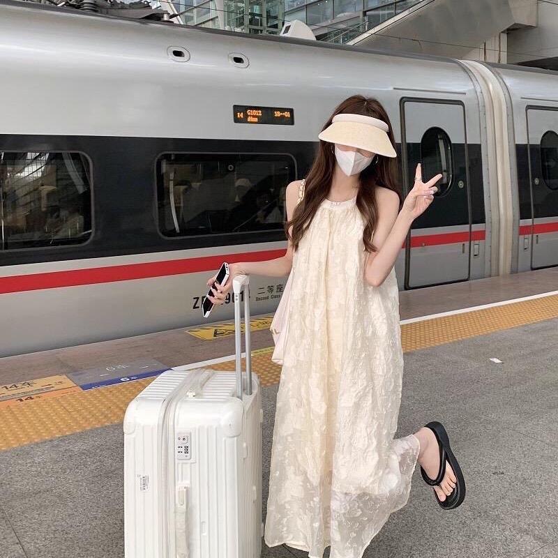 Đầm 2 dây babydoll dáng xuông dài cho nữ phong cách nhẹ nhàng đi biển hàng QC cao cấp-HH005