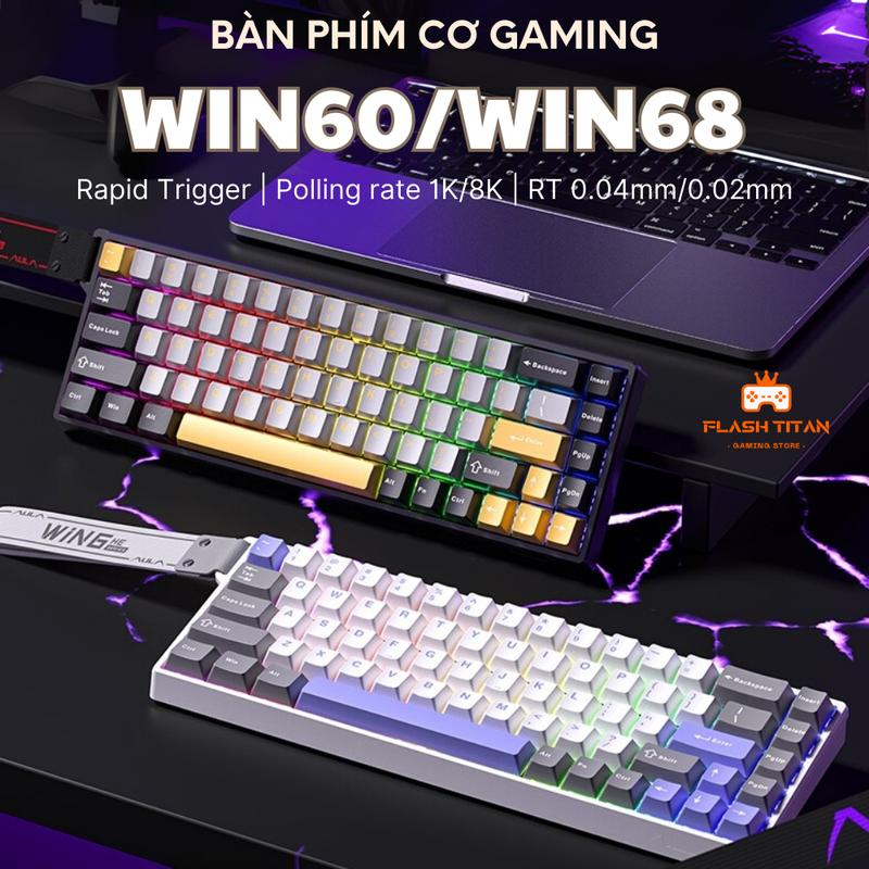 Bàn Phím Cơ Gaming Aula WIN60 - WN68 HE- Rapid Trigger - Switch Nam Châm 1k - 8k Polling Rate
