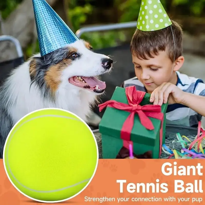 9.5 Inches Large Dog Tennis Ball, Outdoor Entertainment Inflatable Pet Toy, Funny Inflatable Exercise Ball, Durable Game Time Accessories, Enhance Pet Exercise and Intimacy 6