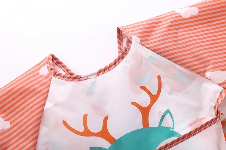 Product Introduction of 1pcs Baby Long Sleeve Scarf Waterproof Toddler Art Smock Feeding Bib Apron Pocket Infant Boys Girls Burp Cloth 3