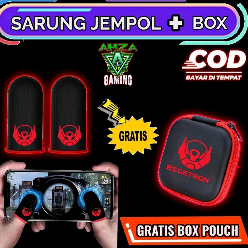 COD - MURAH Sarung Jempol BIGETRON + BOX POUCH Sarung Game Ml Ff Pubg Anti Basah 1