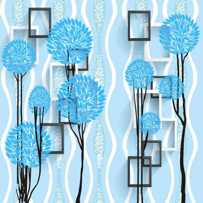 Wallpaper Stiker Dinding Pohon Bunga Biru Ukuran 45 cm x 8 meter Dekorasi Pvc Kertas