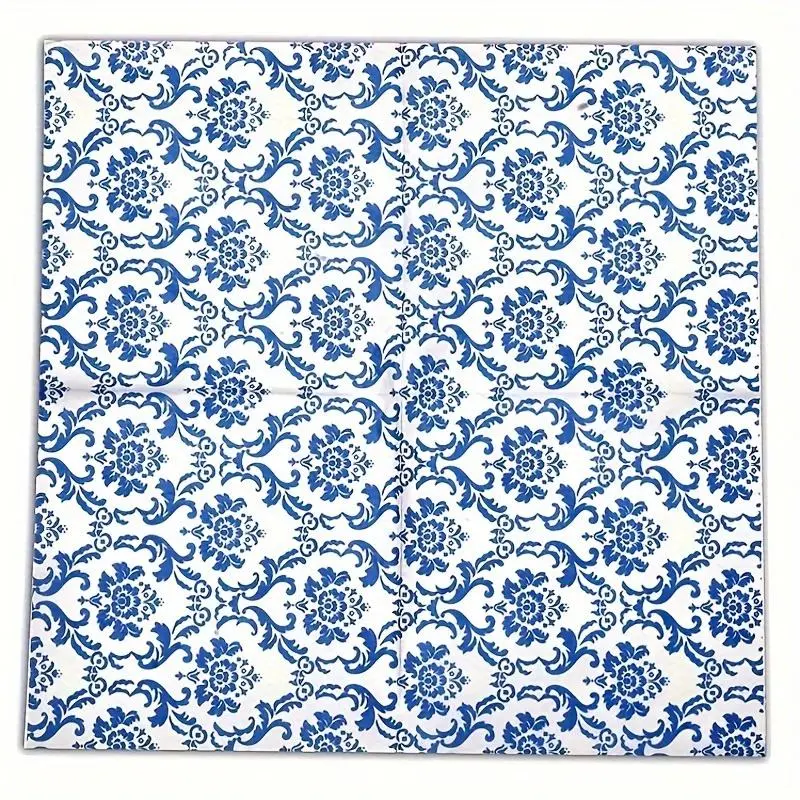 Chinese Style Blue and White Porcelain Pattern Tissue Paper Napkin, 20pcs/pack Disposable Tableware for Restaurant Wedding Party Decoration, Kitchen Supplies 4