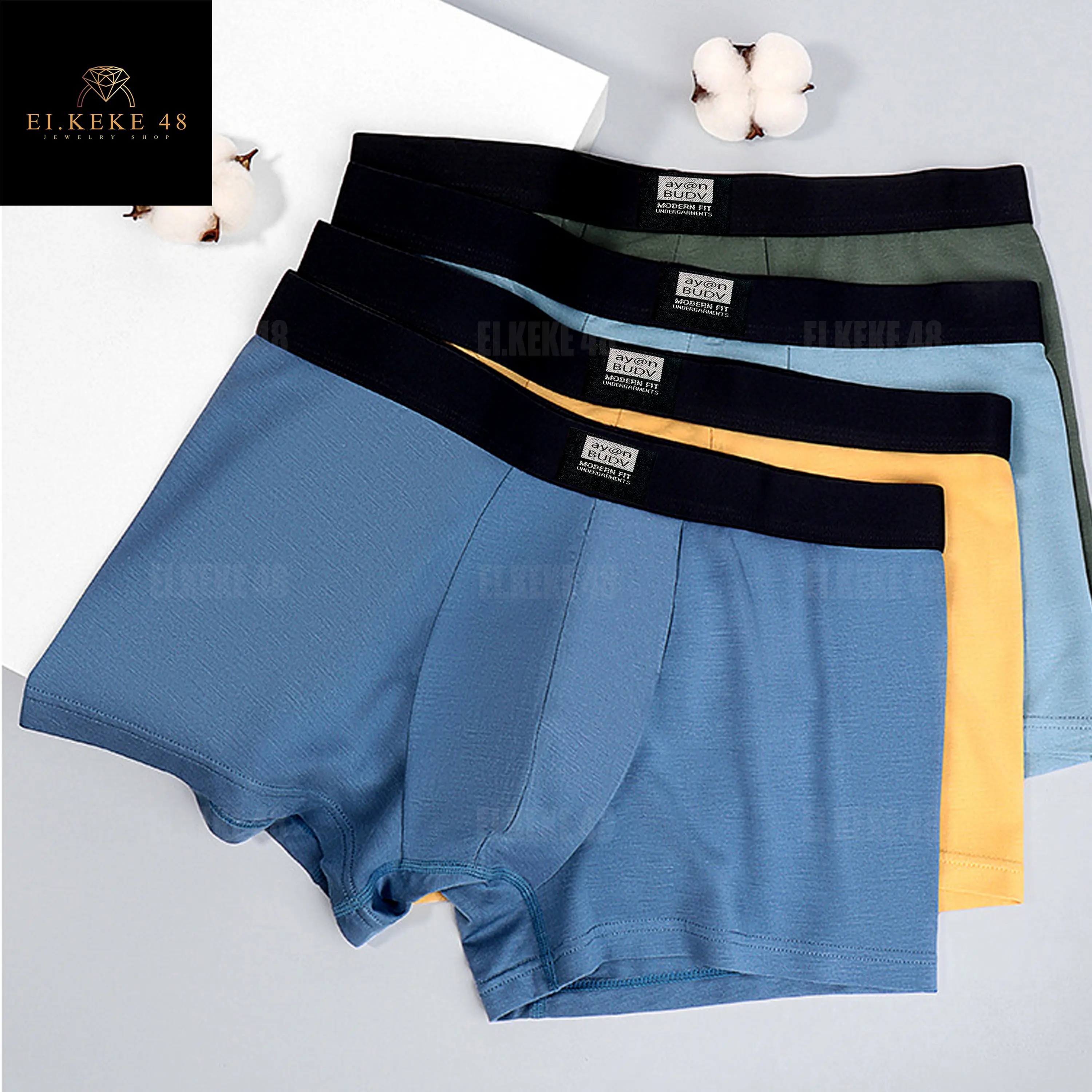 Boxer For Men 1 PIECE AY@N Cotton Men's Underwear Plain Boxer Briefs-X39 Boxers/Trunks Menswear Garments Clothes Man Apparel Innerwear Avengers Beige Casual Bestie Large Medium Breathable Classic Day Soft Stylish Human Tropical