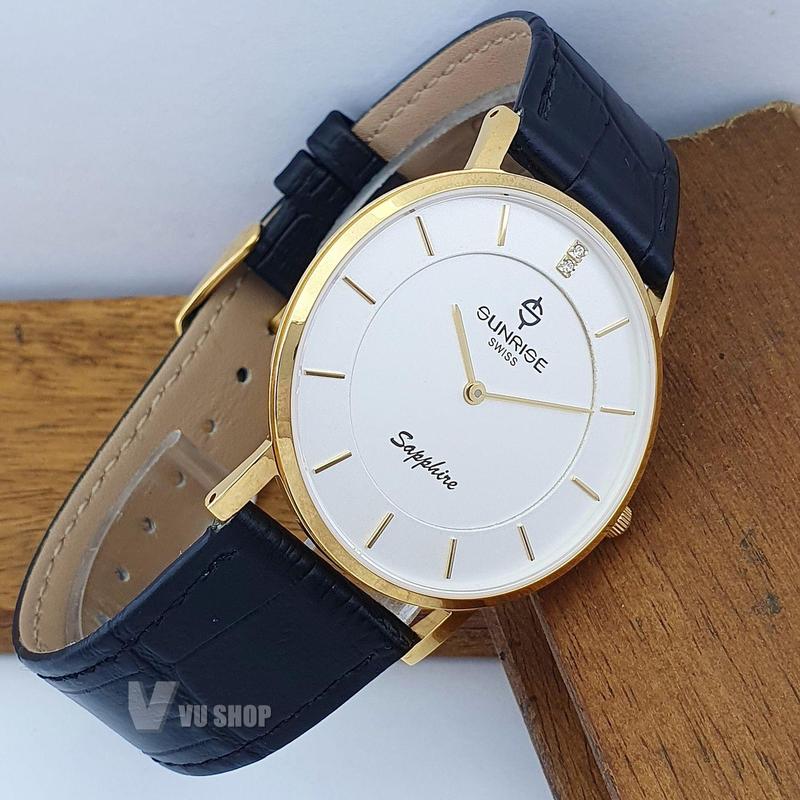 Đồng hồ nam SUNRISE DM737PWC Dây da Siêu mỏng Chính hãng