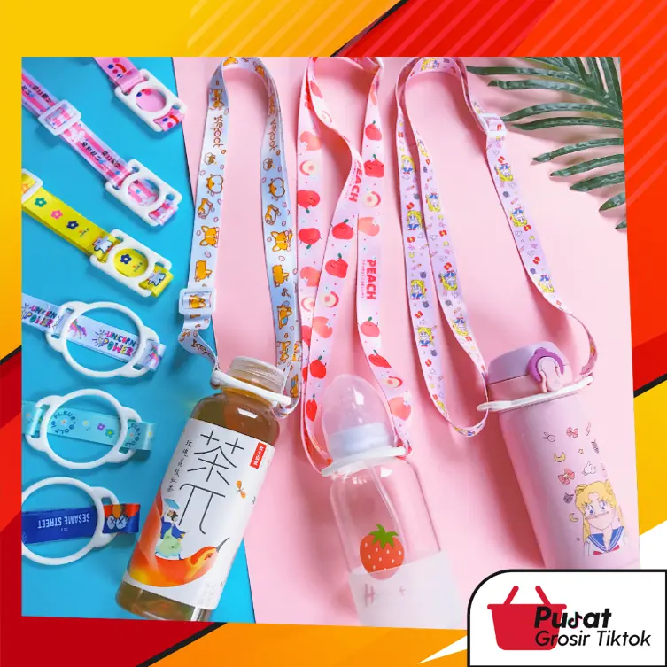 BISA COD 5969 Tali Strap Botol Minum Gantungan Selempang Anak dan Dewasa / Gantungan Botol Strap Lanyard / Tali Botol  Motif Kartun