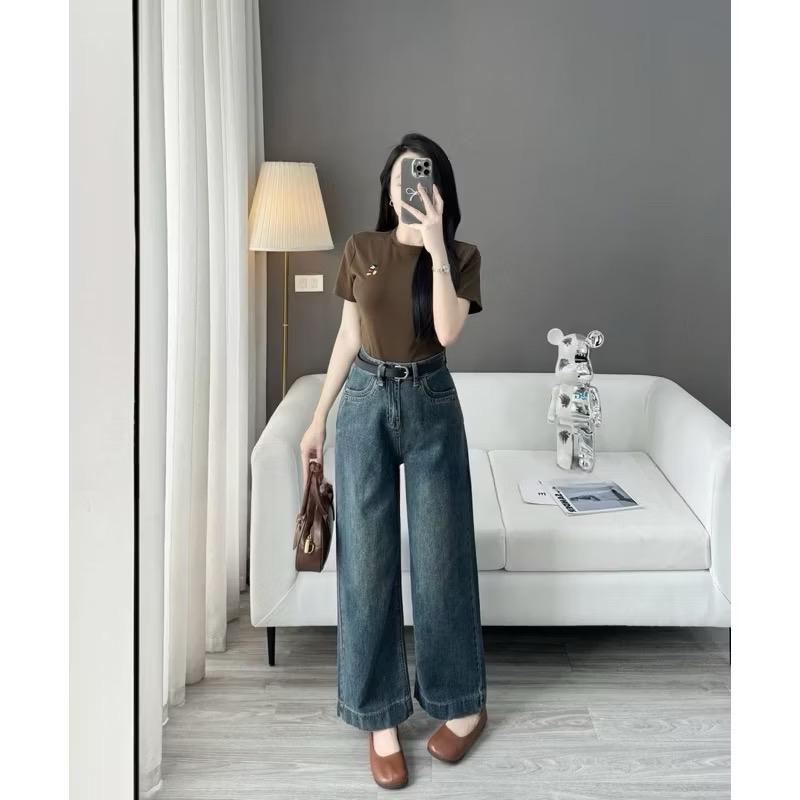 [ Hàng Đẹp -M888] Quần Jean Lưng Cao dáng Xuông M888 | BigBuy360 - bigbuy360.vn