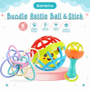 BAMBINO Mainan Rattle Teether Bayi Mainan Kerincingan Bayi Bahan Lembut Gigitan Bayi BPA Free Mengatur Perawatan Perawatan Peralatan