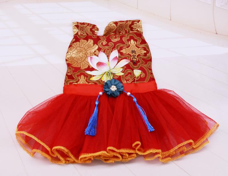 Váy Tết cho chó mèo, vải cotton , ấm áp thoáng mát , Quần áo thú cưng 3