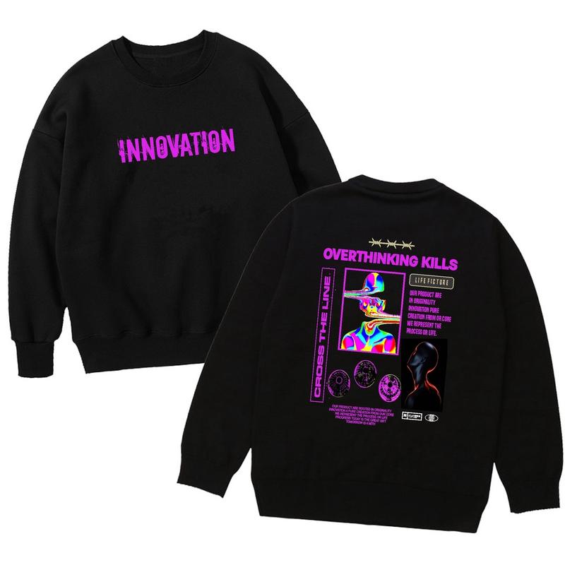 Sweater Pria Lengan Panjang Motif Aesthetic Printing Sweater Hoodie Bahan Fleece Sweater Crewneck Pria Sweater  by hnnna store Sablon Distro 8