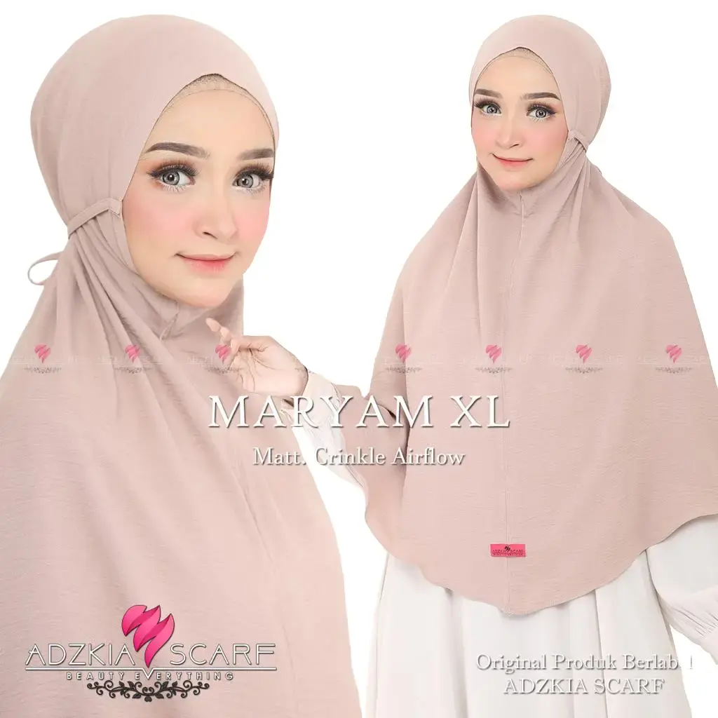 Adzkiascarf.id - Bergo Crinkle Airflow Santai Instan Muslim Kerudung Crinkle Nyaman Cantik Jilbab Panjang Variasi