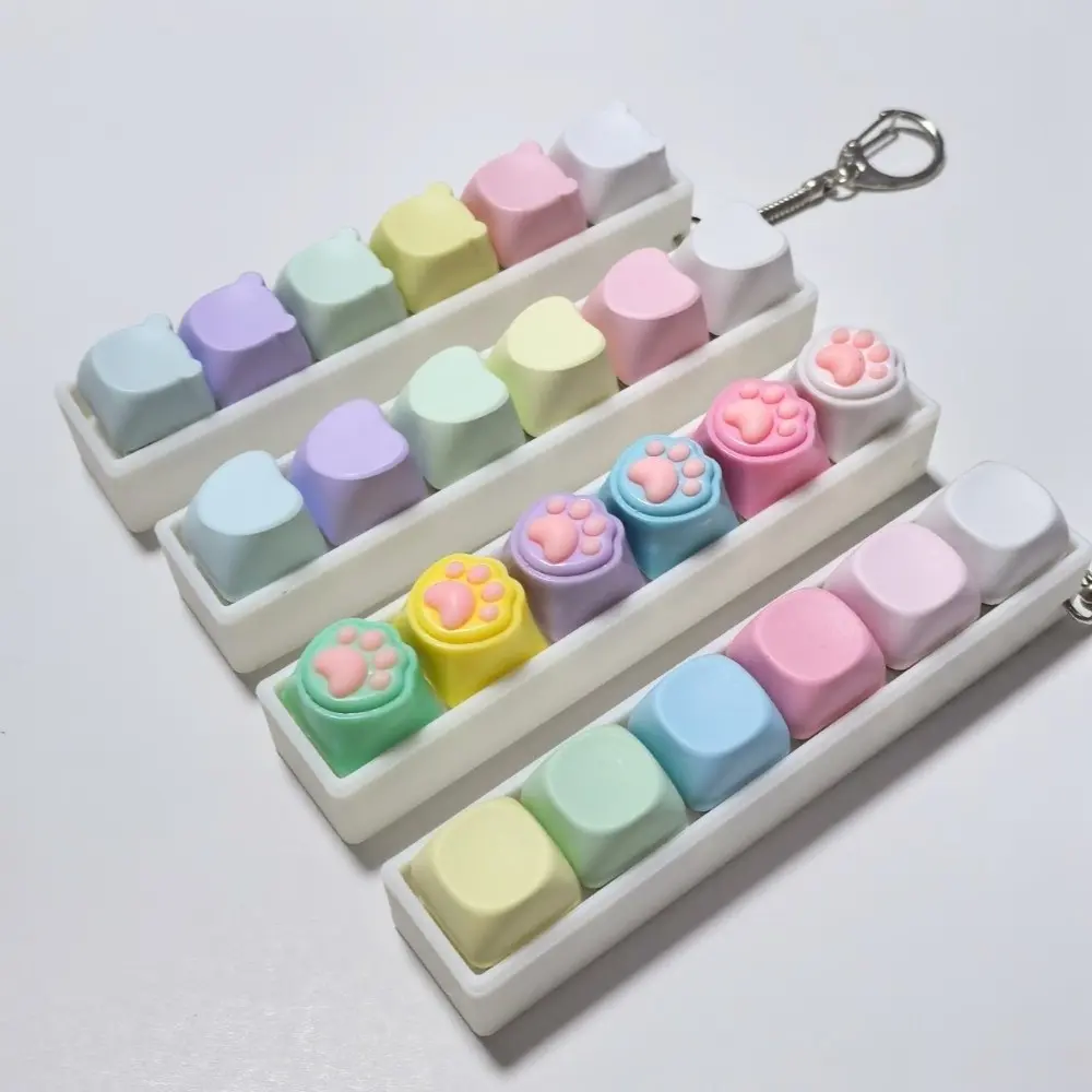 Creatve 6 Keys Fidget Keychain Key Button Keycap Clicker Toy Pendant ...