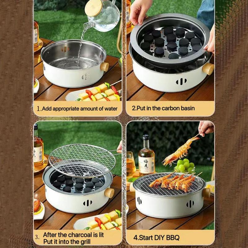 Product Introduction of Portable Stainless Steel Barbecue Grill, 1 Set Barbecue Grill with 6 Counts Clips, Household Barbecue Charcoal Grill for Home, Outdoor, Camping 5