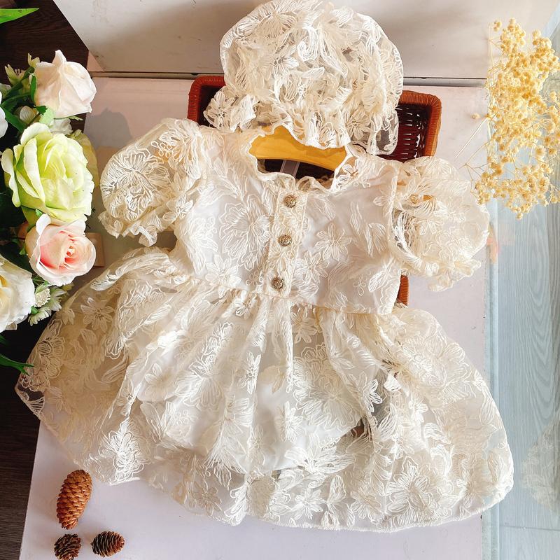 [ĐỘC QUYỀN] Body Váy Ren Công Chúa Cho Bé  3-13kg trên gối nút trên gối thiên nhiên bộ đồ liền thân & áo liền quần Giày gái 0