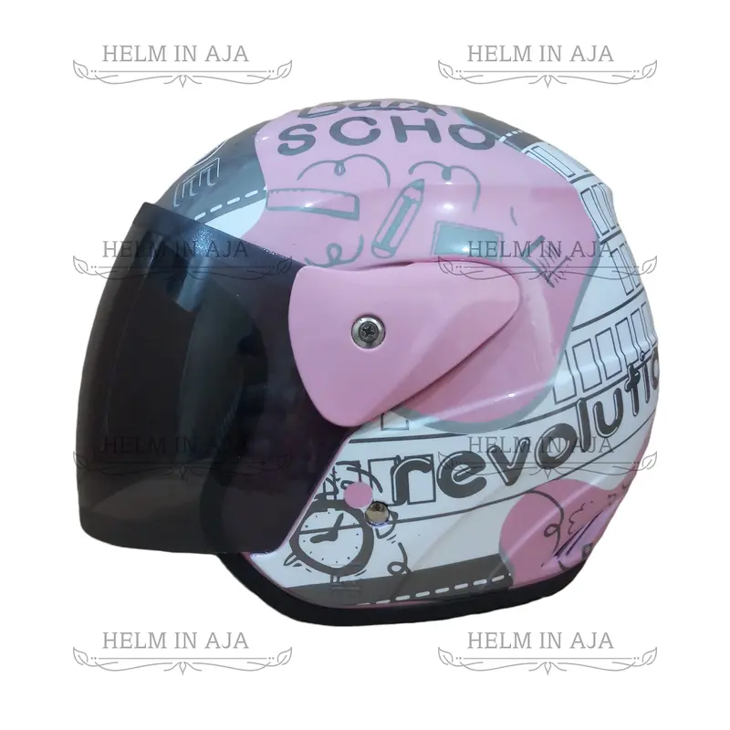 HELM HALF FACE DEWASA EVOLUTION SEPERTI HELM GM ORIGINAL MOTIF REVOLUTION PINK PASTEL FREE BUBBLE WRAP 0
