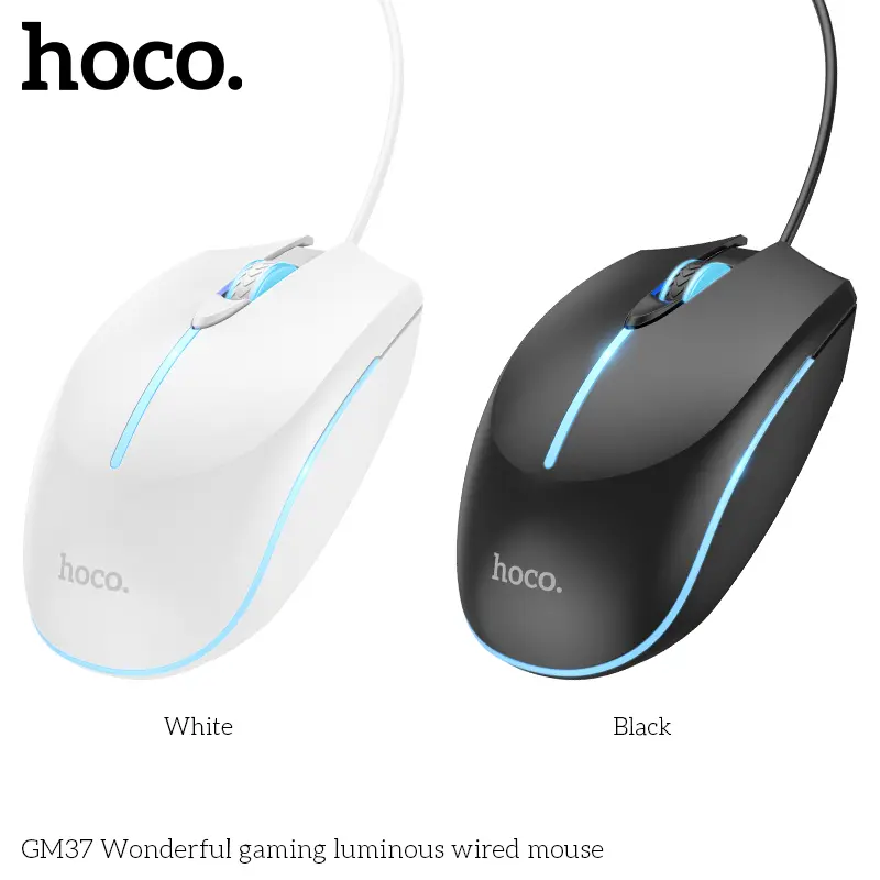 Chuột máy tính có dây Hoco GM37 Có Led RGB, chỉnh DPI 8